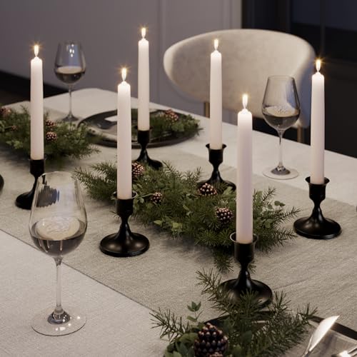 zeochyni 6PCS Black Taper Candle Holders, Vintage Metal Candlestick Holders for Dinner Room Table Centerpiece or Mantel Wedding Party Decor - color: Black, size: Set of 6