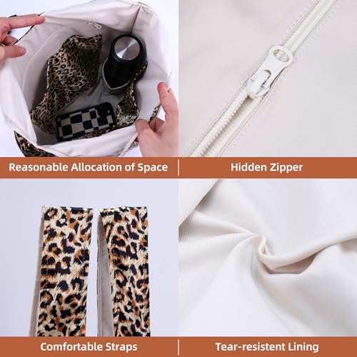 DGAZ Designer Shoulder Bags for Women, Luxury Tote Bag with Zipper, Large Shoulder Hobo Bags - color: Leopard a