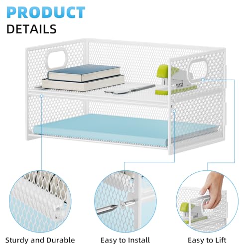 Marbrasse 2 Tier Paper Organizer Letter Tray, Mesh File Organizer with Handle, Paper Sorter Desk Organizer for Home Office Supplies - 2P White - color: 2p White