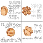 Brain Teaser Puzzle 20Pcs Unlock Interlock Game IQ Test Wooden Toy 3D Unlock Interlock Puzzle Magic Ball Brain Teaser Toy Puzzles for Adults