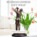 14.6'' Modern Golf Man Statue Bronze, Bronze Golfer Figurine Sculpture Ornament with Marble Base - size: 14.6" Man