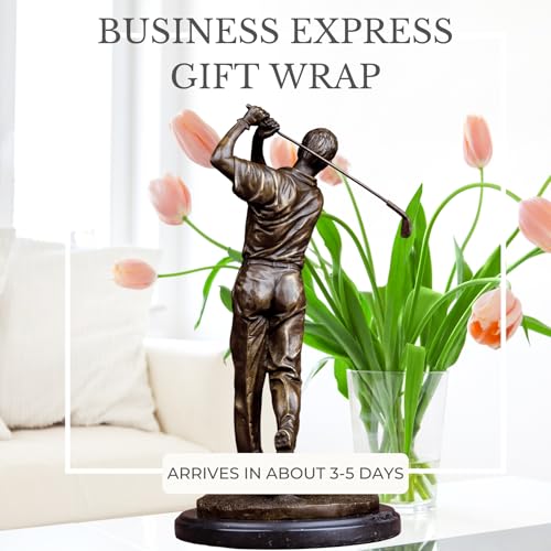 14.6'' Modern Golf Man Statue Bronze, Bronze Golfer Figurine Sculpture Ornament with Marble Base - size: 14.6" Man