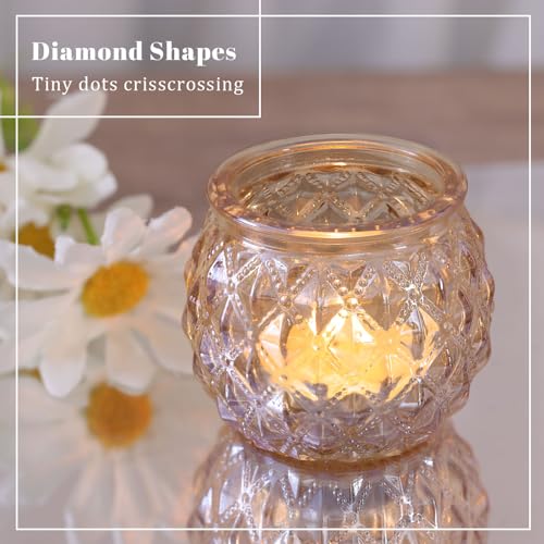 DARJEN 12Pcs Gold Glass Candle Holders - Round Tea Light Holders for Table Centerpiece, Wedding Shower, Party, Home Decor (Pack of 2) - color: Gold, size: 12PCS (Pack of 2)