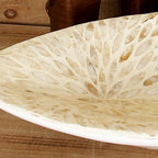 Deco 79 Mother of Pearl Shell Living Room Decor Tray, Oval Serving Tray, 22" x 6" x 10", White