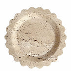 Travertine Marble Tray Round Scalloped Tray Small Serving Platter for Counter, Bathroom, Kitchen, Nightstand, Jewelry Ring Dish Holder (Beige Travertine) - color: Beige Travertine