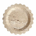 Travertine Marble Tray Round Scalloped Tray Small Serving Platter for Counter, Bathroom, Kitchen, Nightstand, Jewelry Ring Dish Holder (Beige Travertine) - color: Beige Travertine