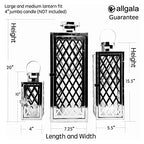 Allgala Lantern Set 3-PC Set Jumbo Luxury Modern Indoor/Outdoor Hurricane Candle Lantern Set with Chrome Plated Structure and Tempered Glass-Diamond Gold-HD88051 - color: Diamond Black