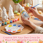 Arrowbash 6 Pcs Easter Ceramics to Draw Ready to Paint Your Own Gnome Statues 5.12 Easter Egg Rabbit Theme Paintable Figurines DIY White Ceramics Plaster Crafts Kit with Brush Palette - style: Easter