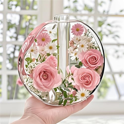 Large Vase Resin Molds, Round Silicone Molds for Epoxy Resin, Deep Resin Mold for Flowers w/3 Test Tubes, 3D Resin Art Molds for Flowers Preservation, DIY Gifts, Wedding Valentine Home Decors - size: Round