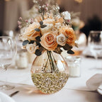 HappyFiller Metallic Baige Crushed Glass Sand,1.3 LB(1.5 Cup) 3-7mm Vase Filler,Wedding Table Centerpiece,Candle Holder,Epoxy Resin Art,Craft Glitter,Terrarium Gravel - color: Baige