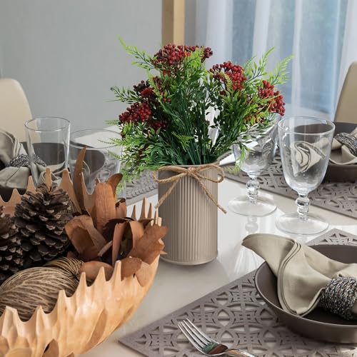 Rustic Vase for Table Centerpieces 4.33 Inch Small Petite Flower Vase with Twine Bow Vintage Farmhouse Decor for Wedding Reception Dining, Home Galvanized Metal Buckets(Brown,12 Pcs) - color: Brown