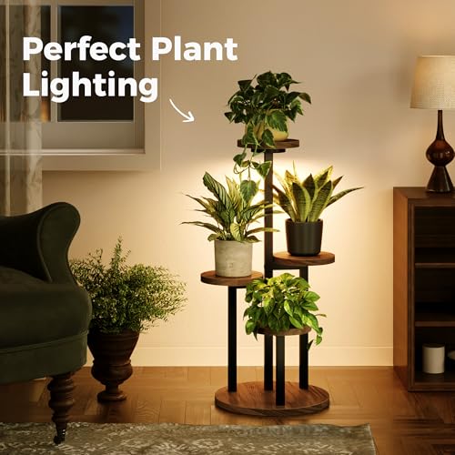 Bamworld Plant Stand with Grow Lights Indoor Plant Stand Tall Metal Wood Plant Shelf Outdoor Corner Plant Stands Indoor Plant Table Rack 5 Tier Tier Plant Stand Garden Accessories for Living Room Balcony Patio - size: 4 Tier Plus