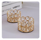 Crystal Tea Light Candle Holders，Gold Candlestick Holders for Wedding Party Table Decoration Housewarming Gift（2pcs）
