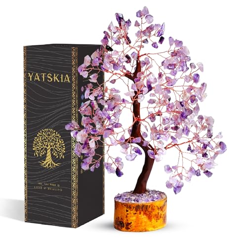 YATSKIA Amethyst Crystal Tree Stones and Crystals Tree of Life, Crystal Home Decor, Good Luck Gifts, Spiritual Gifts for Women - color: Amethyst Copper Wire Mseal