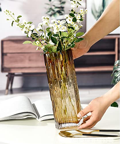 Modern Minimalist Glass Square vase, Crystal Glass vase, vase, Dry vase (Amber) - color: Amber