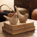 Lewtemi 2 Set Large Bird Figurines Home Decor 4.5'' 6.1'' Resin Birds Statue Modern Wood Look Bird Figurines Animal Decor Sculptures for Living Room, Home, Office, Mothers Day