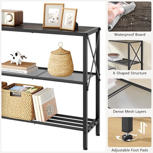 Hoctieon Industrial Console Table, 3 Tier Entryway Table, Hallway Table, Narrow Sofa Table with Shelves, Entrance Table for Entryway, Living Room, Foyer, Hallway, Office, Grey - color: Grey