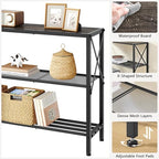 Hoctieon Industrial Console Table, 3 Tier Entryway Table, Hallway Table, Narrow Sofa Table with Shelves, Entrance Table for Entryway, Living Room, Foyer, Hallway, Office, Grey - color: Grey
