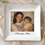 Custom Photo Jewelry Dish for Mom, Mothers Day Birthday Gifts for Grandma, Mom Ring Dish, New Moms Gift, Mom Gift from Daughter, Son, Grandma Gifts for Birthday - color: Style 1