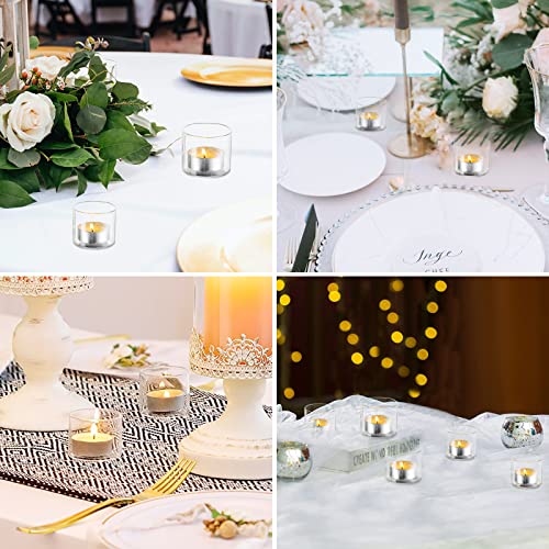 Romadedi Clear Tealight Candle Holder - Glass Votive Table Bulk Small Wedding Decor Centerpiece Floating Tea Lights for Christmas Party Birthday Home Pack of 12 - size: 2x2.2inch