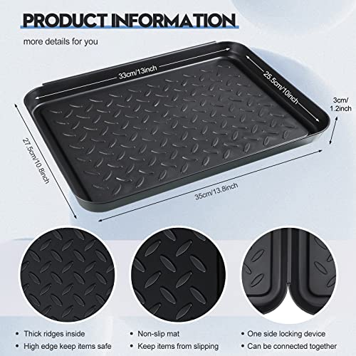4 Pcs Boot Tray for Entryway Black Small Shoe Tray Waterproof Shoe Mat Front Door 13.78 x 10.83 x 1.18 Inch Boot Mat Multi Purpose Plastic Accessories Pet Entryway Indoor and Outdoor Use