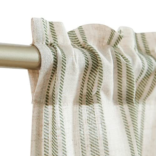 jinchan Linen Kitchen Curtains Striped Tier Curtains 36 Inch Cafe Farmhouse Balanced Stripe Half Window Light Filtering for Bathroom Laundry 2 Panels Green on Linen - color: Striped Green on Linen, size: 26"W x 36"L (Pack of 2)