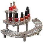 MyGift 3 Tier Rustic Dessert Stand, Torched Wood Semicircle Cupcake Display Risers - color: Torched Brown