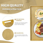 MAONAME Gold Decorative Tray with Handles, Foil Serving Tray for Ottoman, Square Coffee Table Trays for Living Room, Bathroom, 13" L x 13" W x 1.6" H - size: 13" x 13" x 1.6"
