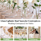 20 Pcs Glass Cylinder Bud Vases for Centerpieces, H: 7.15" x D: 1.85", Birthday Party Wedding Centerpiece Table Decorations, Home Decor, Small Cylinder Living Bud Vases in Bulk for Flowers - size: 7.1*1.8*1.8inch