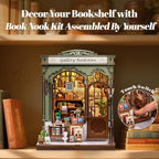 Fsolis Book Nook Kit – Booknook 3D Wooden Puzzles for Adults DIY Miniature Kit Tiny House Gifts for Book Lovers Women（Gallery Bookstore） - style: Gallery Bookstore