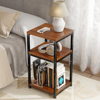 Ekisemio 3-Tier Side Table, End Table Nightstand for for Living Room & Small Spaces, Rustic Brown