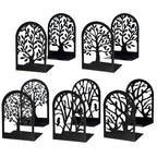 EOOUT Bookends for Shelves Decorative, 5 Pairs of Tree Bookends Supports, Black Metal Book Stoppers for Heavy Books, Heavy Duty Book Ends for Home Office School.