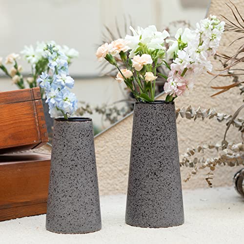Bdor Ceramic Vase Set of 2, Modern Farmhouse Home Decor, Grey Vase with Polka Dots, Perfect for Dining, Living, Bathroom & Kitchen - color: Gray