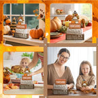 Lineshading 4 Pcs Thanksgiving Decoration for Home Wooden Turkey Decor Thanksgiving Table Centerpiece Fall Tiered Tray Decor Rustic Decorative Turkey Block Signs Gift for Home Kitchen Shelf - style: Elegant Turkey