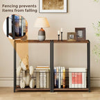 Homleke Narrow Side Table with Magazine Holder, Skinny End Table Perfect for Small Spaces, Space-Saving Design for Living Room, Bedroom, or Office, 7.1" D x 16.9" W x 23.6" H, Rustic Brown - color: Rustic Brown - Standard