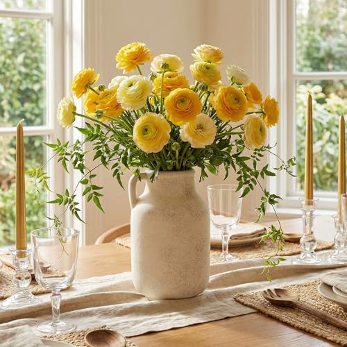 Ceramic Vase for Home Decor - 9.53 Inch Large White Farmhouse Vase, Rustic Handmade Flower Vase for Table Centerpiece, Living Room Shelf, Kitchen & Wedding Decor - color: 9.53”h-antique