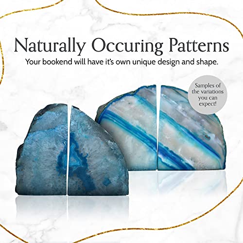 Nature's Decorations Agate Bookends - A Quality Teal Geode with Non-Skid Rubber Bumpers for Shelves, Office, Home Decor - Heavy Duty Cool Crystal Stone (2-3 LB) - color: Teal, size: A Grade 2 - 3 Lbs