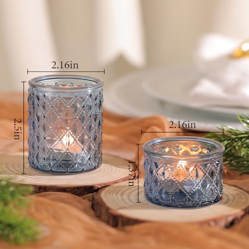 NITIME 24pcs Assorted Blue Votive Candle Holders, Tealight Candle Holders for Table Centerpiece, Blue Candle Holder Decor for Wedding, Baby Shower Party & Spa - color: Blue
