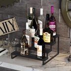 YINMIT Wooden Display Riser Stand, Tiered Perfume and Cologne Organizer Stand, 4 Tier Spice Rack Organizer, Rustic Display Shelf for Candles (4 Tier,Black) - color: 4 Tier,Black