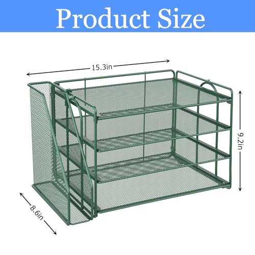 gianotter 4-Tier Paper Organizer With Magazine Holder, Desk Organizers and Accessories, Desk Accessories & Workspace Organizers, File Organizer for Office Supplies Storag (Green, 4-Tier) - color: Green, size: 4-Tier