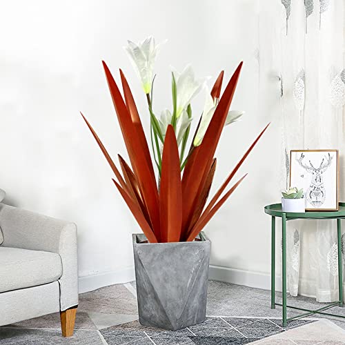 Homight Metal Agave Plant Outdoor Decoration Lily Mexican Yard Art Garden Gift Home Decor Hand Painted Metal Agave Garden Yard Statue, Outdoor Lawn Ornaments (2 Big White Lilies) - color: 2 Big White Lilies