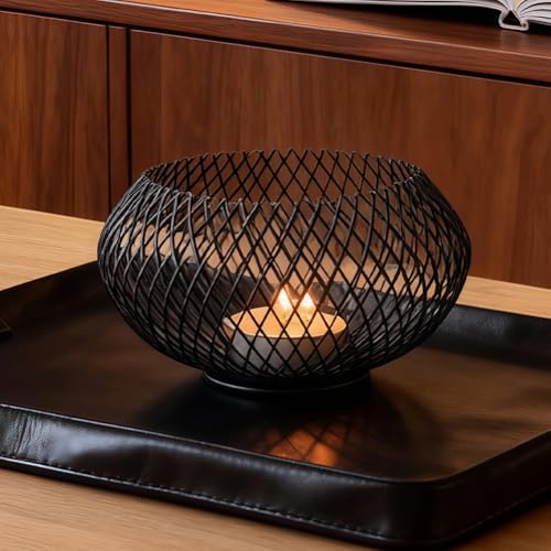 1pcs Elegant Vintage Candle Holders, Hollow-Out Metal Chain Design for Wedding Table Centerpiece, Fireplace Mantel & Home Decor, Small