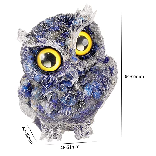 mookaitedecor Lapis Lazuli Owl Statue Sculpture Stone, Carved Animals Night Owl Figurine Crystal Ornament for Desktop Office Home Decor - color: Blue, size: 2.36 inch