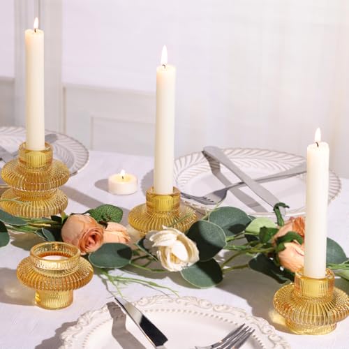 Candlestick Candle Holders 10 Pcs Gold Taper Candle Holder Stand for Wedding Party Thanksgiving Halloween Birthday Mantel Baby Shower Table Centerpieces Decor - color: Gold