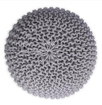 BIRDROCK HOME Round Pouf Ottoman | Cotton Braided Foot Stool with Bean Bag Filling | Boho Foot Rest for Living Room & Bedroom | Compact & Comfortable Seating, Lightweight & Soft | Light Grey
