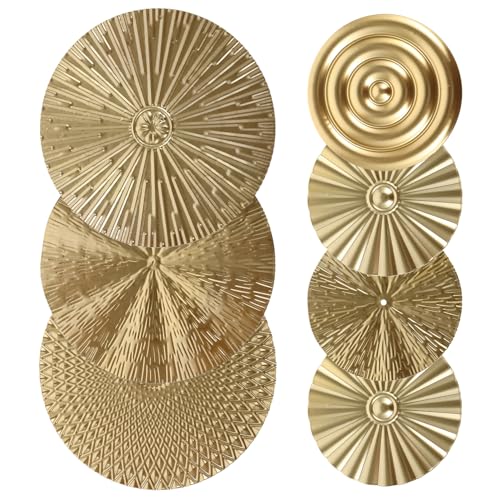 NUOBESTY 1 Set Metal Circle Wall Art Ornament Modern Golden Hanging Sculpture for Living Room Bedroom Bathroom Decoration