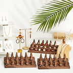 Juexica Wood Ring Display, 4 Pcs Ring Display Stand, 18 Fingers Ring Holder, Wood Jewelry Display for Ring Organizer Show Storage, Brown - color: Brown