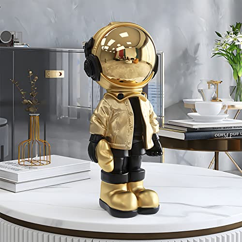 EZ4ENCE Figurine Statue Astronaut Sculpture Spaceman Decor,Sculpture for Home Decor,Arts Gold and Black Shelf Decoration,Cool Metal Mask Table Decor,Large Spaceman Figure Ornament - color: Rose Gold, size: Large