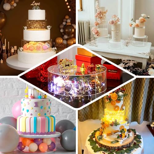 Efavormart 18" Round Clear Acrylic Cake Stand, Transparent Fillable Display Box, Pedestal Riser with Hollow Bottom for Weddings, Parties, Banquets, and Creative Dessert Displays - color: Clear, size: Clear18''