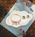 Ceramic Jewelry Dish for Women, Jewelry Tray Trinket Dish, Cloud Tray Jewelry Plate, Watch Keys Tray Ring Dish Holder for Mother's Day/Christmas/Thanksgiving/Birthday Gift, Off-White Spotted - color: Spotted Matte White